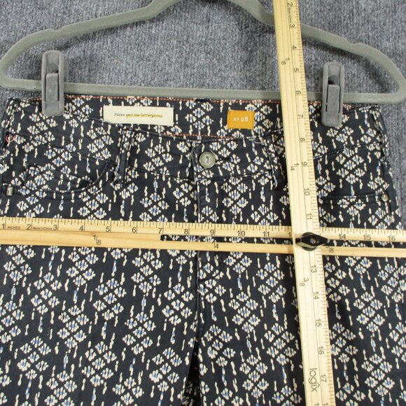 Pilcro Pants Women 28 Black Geometric Ankle Zip Serif Stretch Anthro Fit 30x28 - Picture 10 of 16